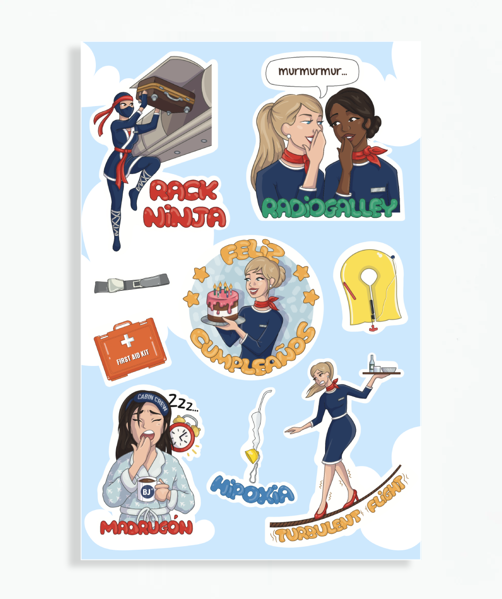 Pack de Stickers - Cabin Crew Life (x3 unidades - 6 hojas)
